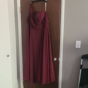 Elegant Burgundy Single Strap Dress